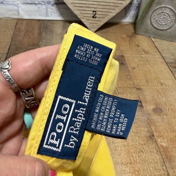 POLO RALPH LAUREN YELLOW CAP HAT ADJUSTABLE LEATHER STRAPBACK BASEBALL ONE SIZE - Picture 8 of 8